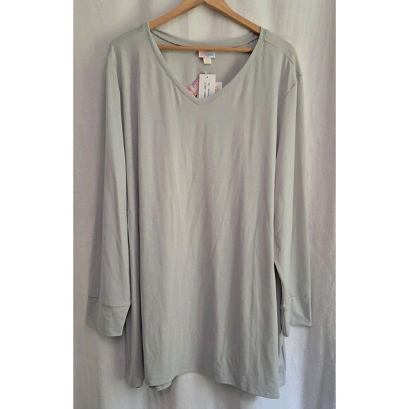Lularoe Elizabeth A-Line Tunic Top Pullover Light Gray Size 3XL NWT Long Sleeve - Picture 1 of 9